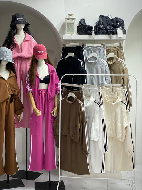 Full Zipper Turn-down Collar Fitness Tracksuits Sets